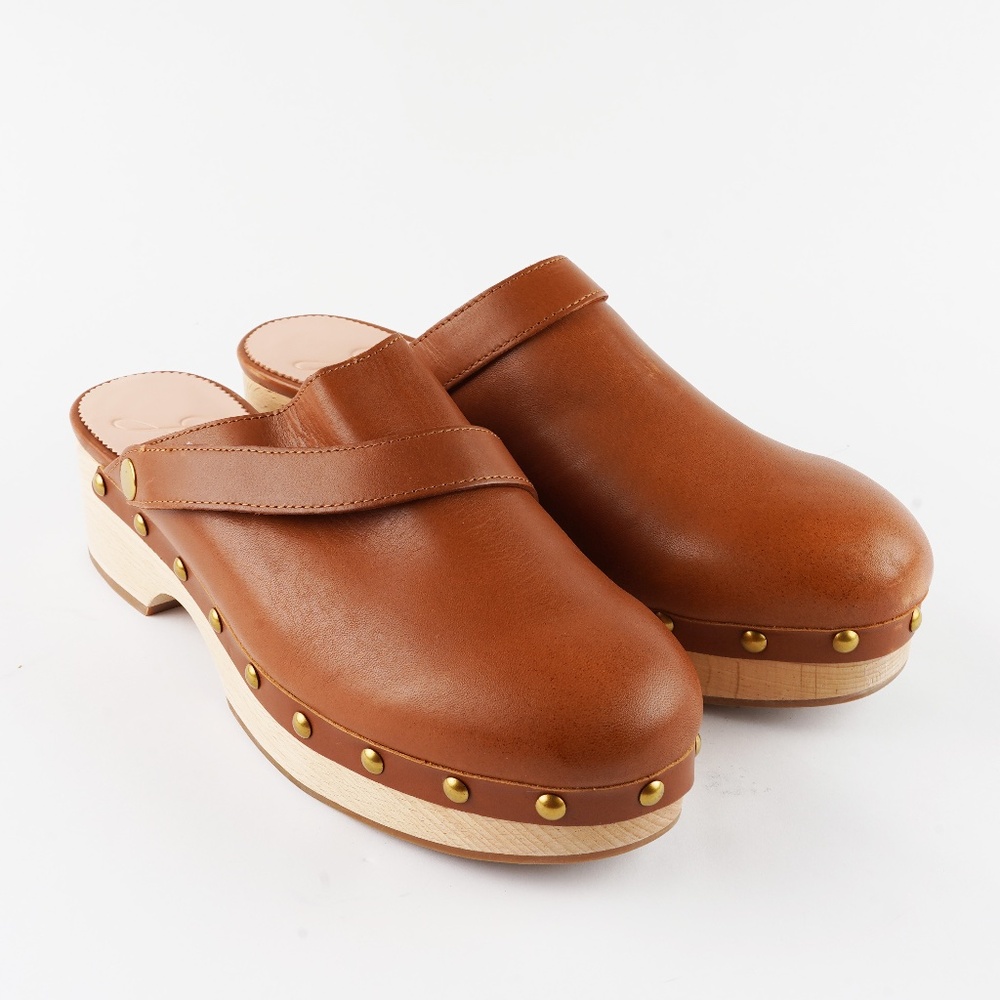 J.CREW Size 9 Convertible Leather Clogs in Rich Oak
